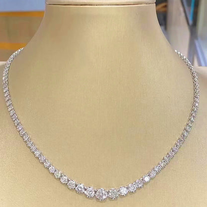 Moissanite Tennis Necklace 925 Sterling Silver Plated Gold