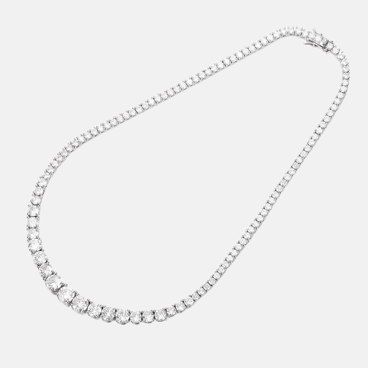 Moissanite Tennis Necklace 925 Sterling Silver Plated Gold