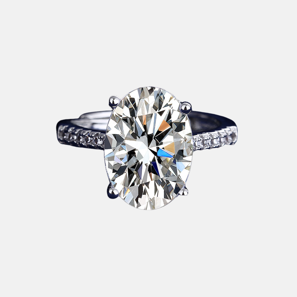 3CT Oval Moissanite Ring 925 Sterling Silver