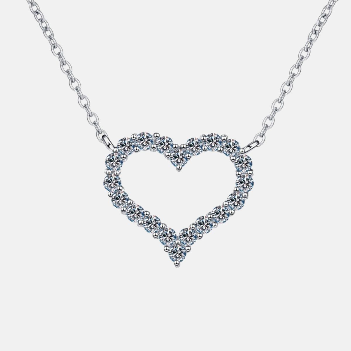 Moissanite Necklace Heart Pendant S925 Sterling Sliver Plated 18K