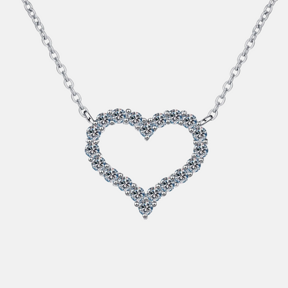 Moissanite Necklace Heart Pendant S925 Sterling Sliver Plated 18K