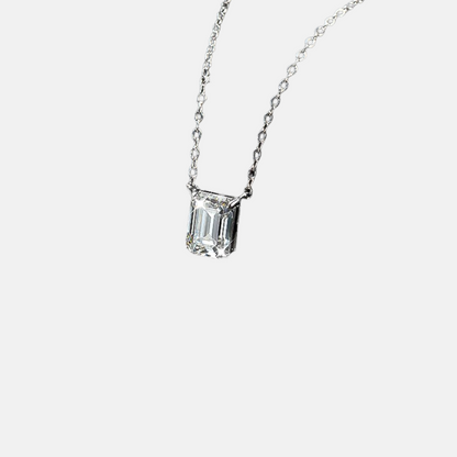 2Ct Emerald Cut Moissanite Pendant Necklace S925 Sliver