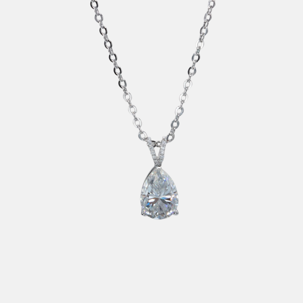 Teardrop Moissanite Diamond Necklace 925 Sterling Silver