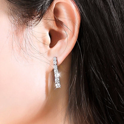 Moissanite Drop Earrings 18K White Gold