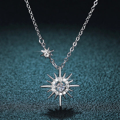 COSYA Real Moissanite Diamond Hexagram Pendant Necklace for Women 100% 925 Sterling Silver Sun Flower Party Fine Jewelry Gifts