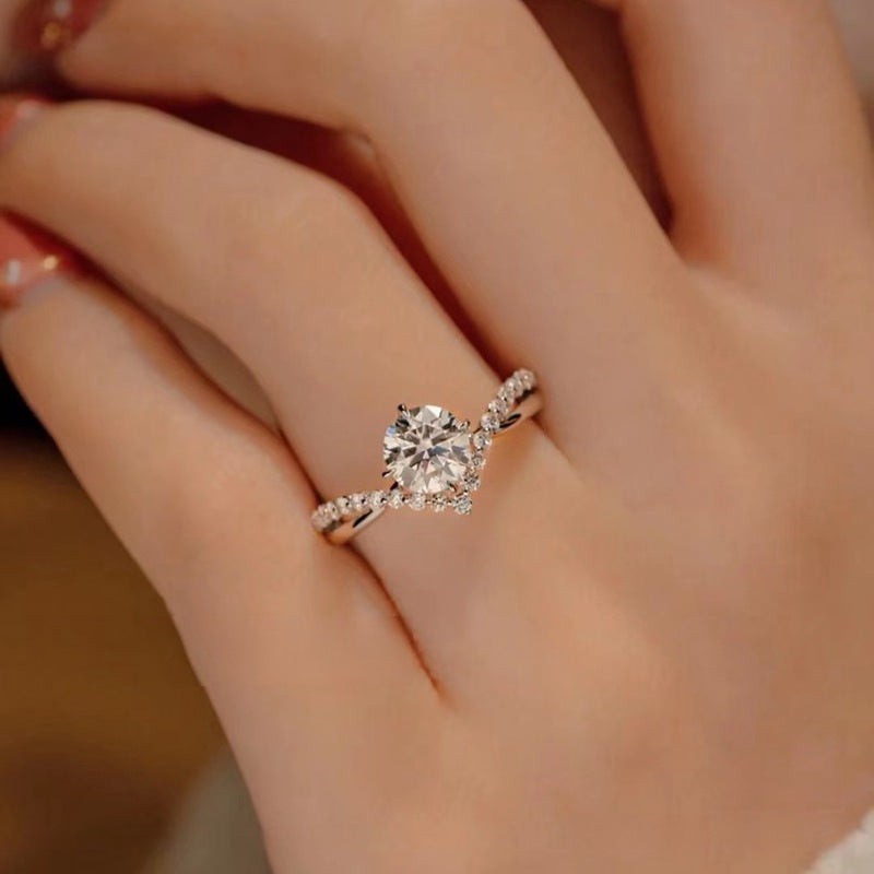 COSYA S925 Sterling Silver Moissanite Rings D for Women Wedding Ring Plate 18K Gold Rose 1Ct Moissanite Diamond Fine Jewelry