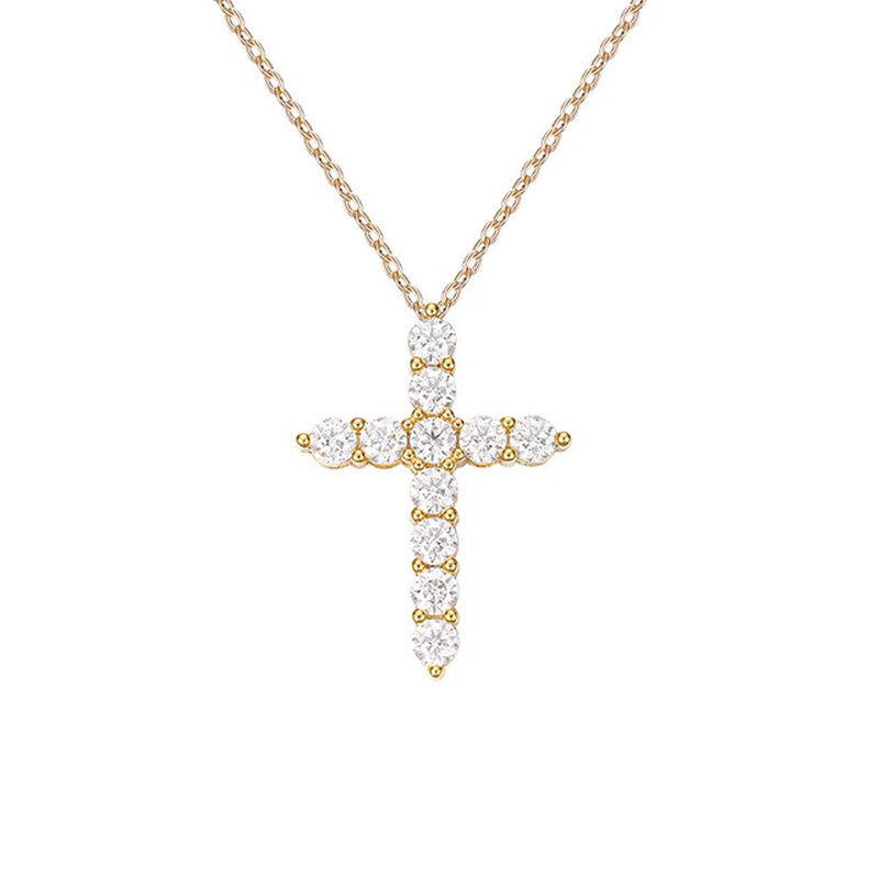 COSYA 3 4 5Mm Moissanite Cross Pendant Necklace D for Women 100%925 Sterling Silver Wedding Party Diamond Necklaces Fine Jewelry