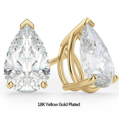 2CT Pear Moissanite Diamond Earrings with GRA 100% S925 Sterling Silver Water-Drop Stud Earring for Women Men Fine Jewelry KUTPF