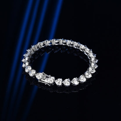COSYA S925 Sterling Silver Heart Bracelet 6MM High Carbon Diamond Simple Light Luxury Bracelet for Women Sparkling Fine Jewelry