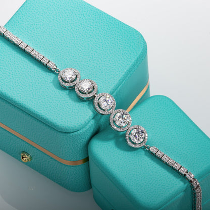 Anujewel Luxury 5Ct D Color Moissanite Silver Tennis Bracelet on Hand Adjustable Bracelets Wedding Bracelets for Woman
