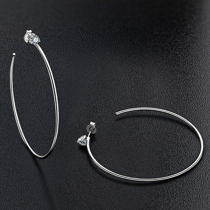 Big Hoop Earrings with 0.6CT D Color Moissanite Diamond Stone 925 Sterling Silver 18K Real Gold Plated Gift for Women Girls
