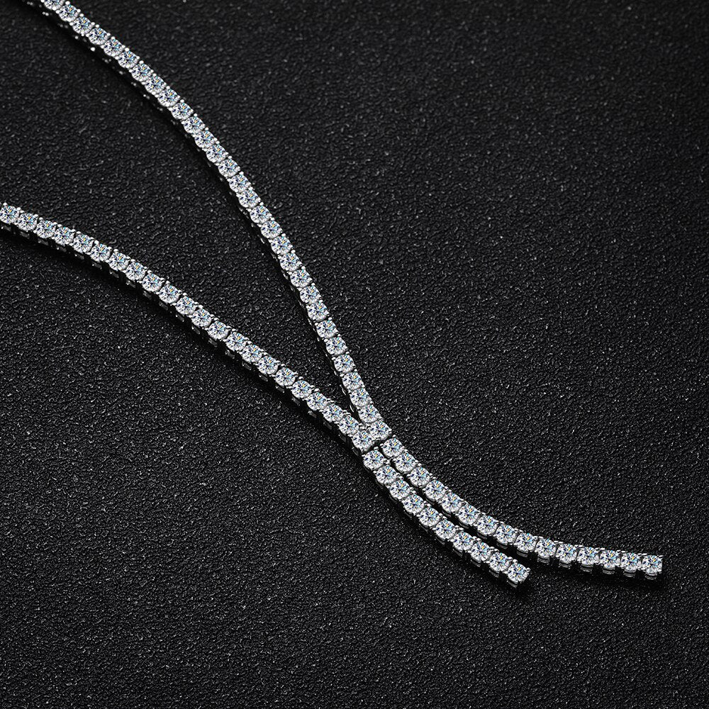KNOBSPIN Moissanite Tennis Necklace for Woman Wedding Luxury Jewely with GRA S925 Sterling Sliver Plated 18K White Gold Necklace