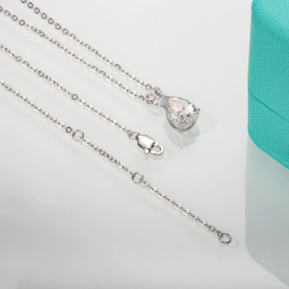 Anujewel 2.5Ct D Color Pear Cut Teardrop Moissanite Diamond Pendant Neckalce 925 Sterling Silver Necklace Jewelry