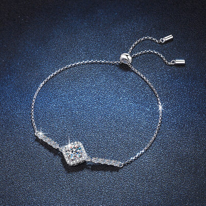 COSYA S925 Sterling Silver Moissanite Bracelets Radiant Square Bag Women Bracelet D 1CT GRA for Wedding Party Fine Jewelry Gift