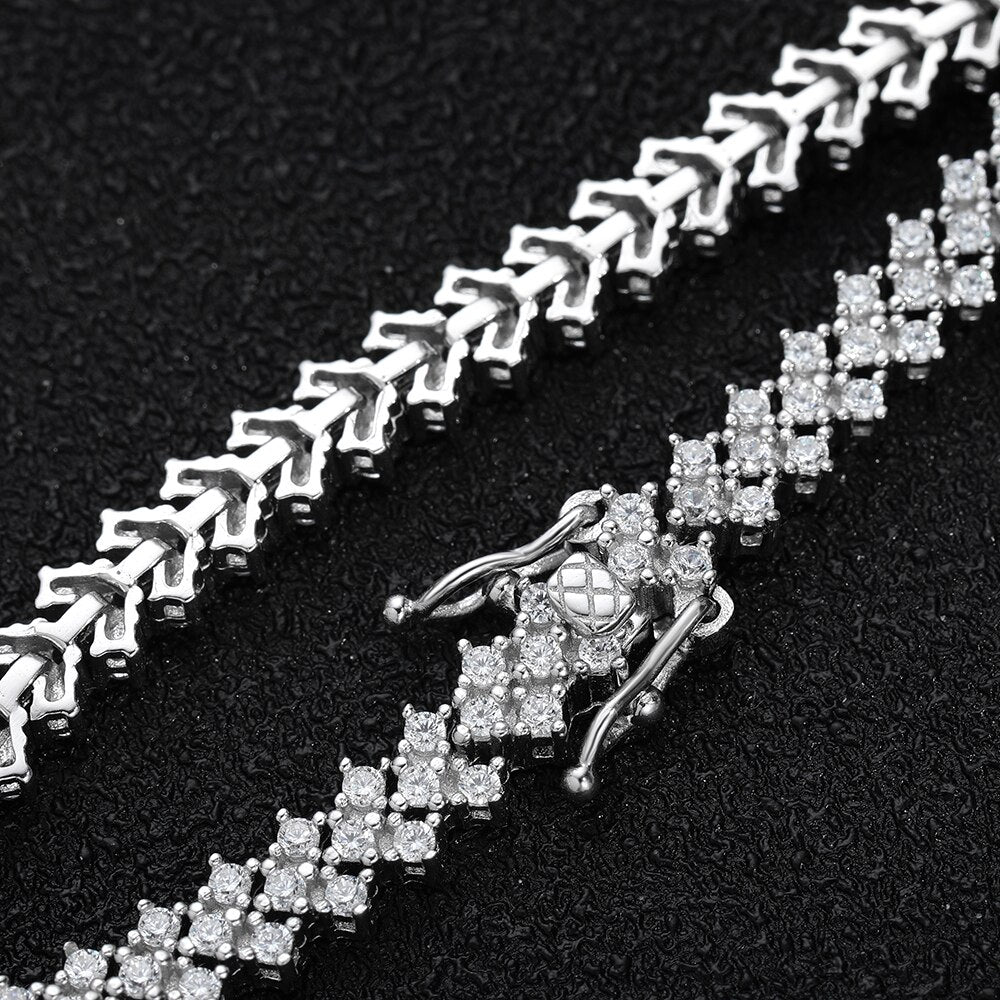 KNOBSPIN Original Moissanite Tennis Bracelet 925 Sterling Sliver Plated 18K White Gold Diamond with GRA Fine Bracelets for Women