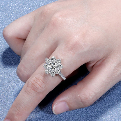 COSYA Real 1 Carat Moissanite Rings for Women 100% 925 Sterling Silver Sun Flower Luxury Diamond Rings Wedding Fine Jewelry Gift