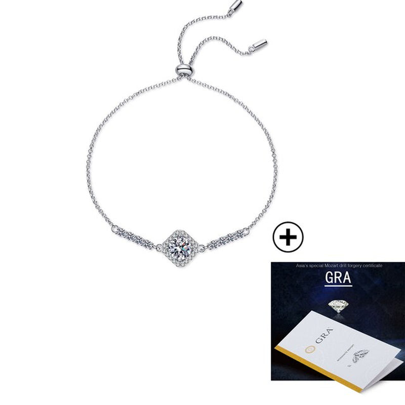 COSYA S925 Sterling Silver Moissanite Bracelets Radiant Square Bag Women Bracelet D 1CT GRA for Wedding Party Fine Jewelry Gift