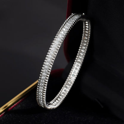 COSY 925 Sterling Silver 2MM Full Moissanite Bangle Bracelets for Women Plate 18K White Gold Diamond Bracelet Party Fine Jewelry