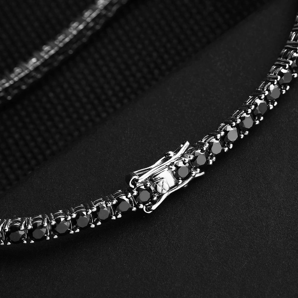 COSYA 925 Sterling Silver Black Moissanite Tennis Bracelets 3 5 6.5Mmpass Test GRA for Women Wedding Party Bracelet Jewelry Gift