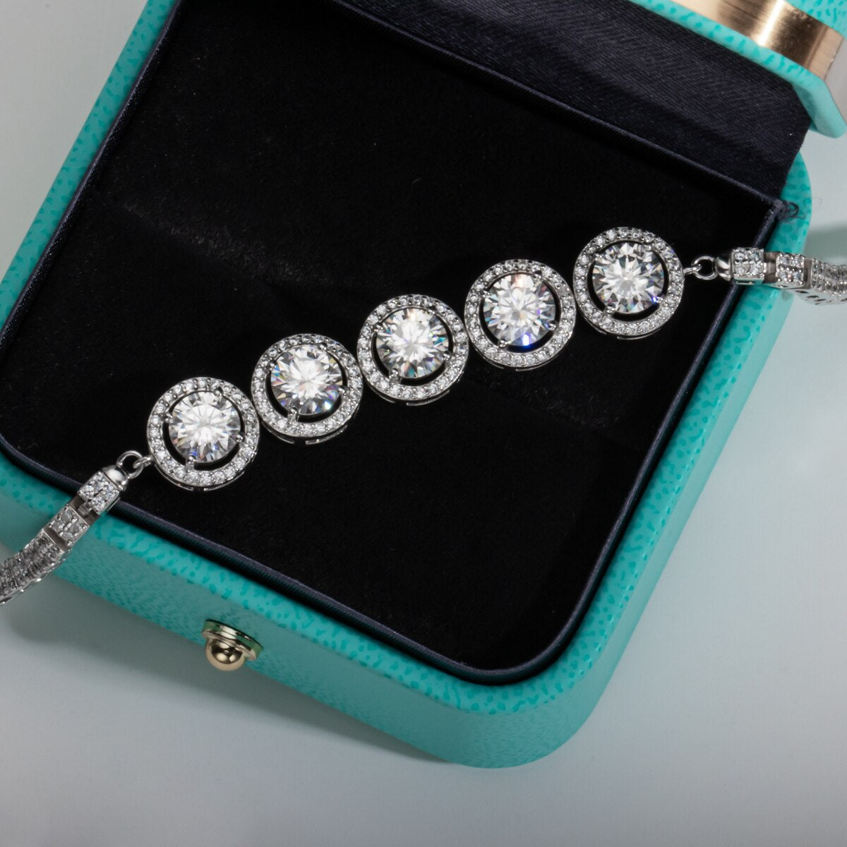 Anujewel Luxury 5Ct D Color Moissanite Silver Tennis Bracelet on Hand Adjustable Bracelets Wedding Bracelets for Woman