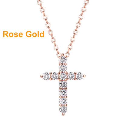 COSYA 3 4 5Mm Moissanite Cross Pendant Necklace D for Women 100%925 Sterling Silver Wedding Party Diamond Necklaces Fine Jewelry